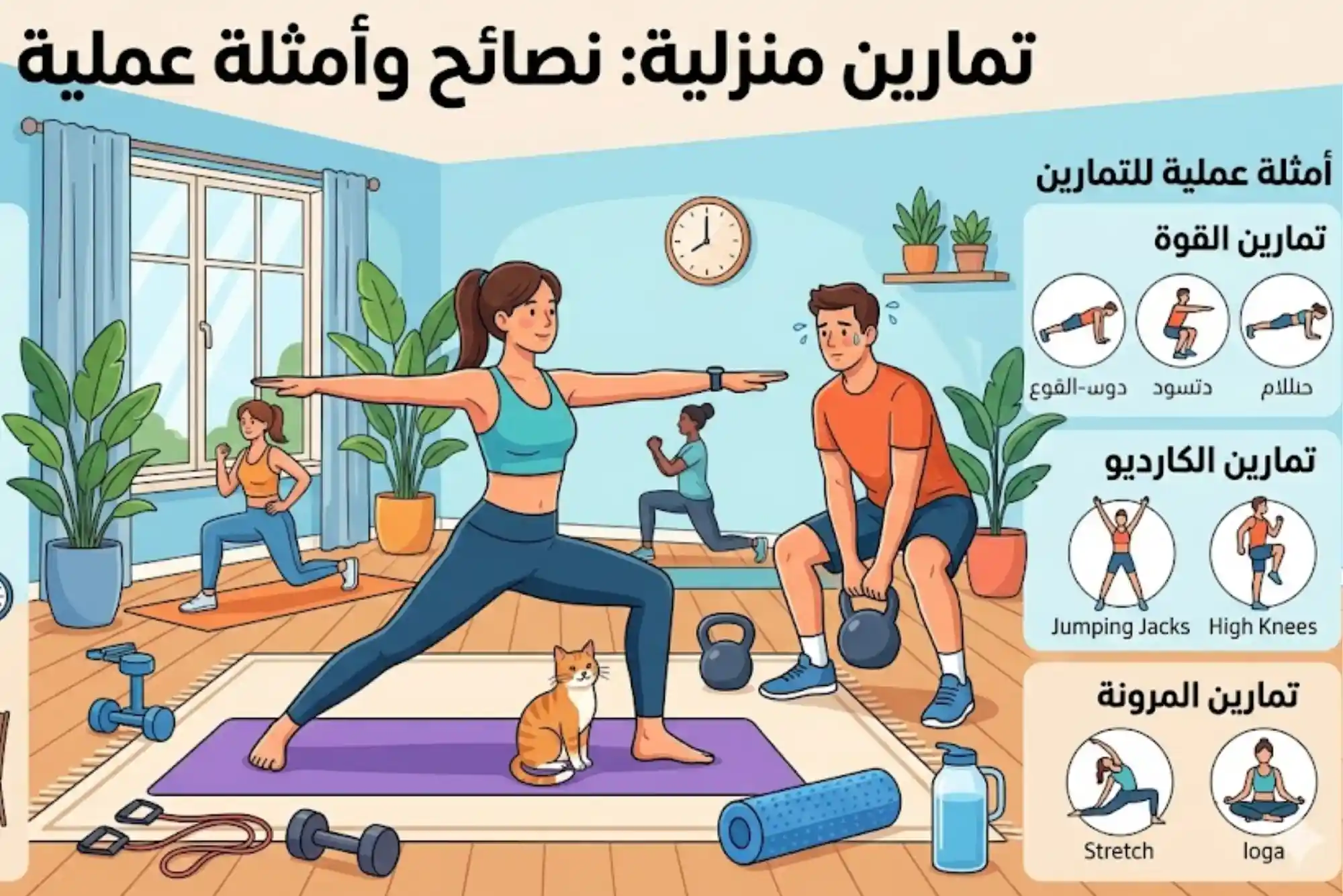 تمارين منزلية نصائح وأمثلة عملية