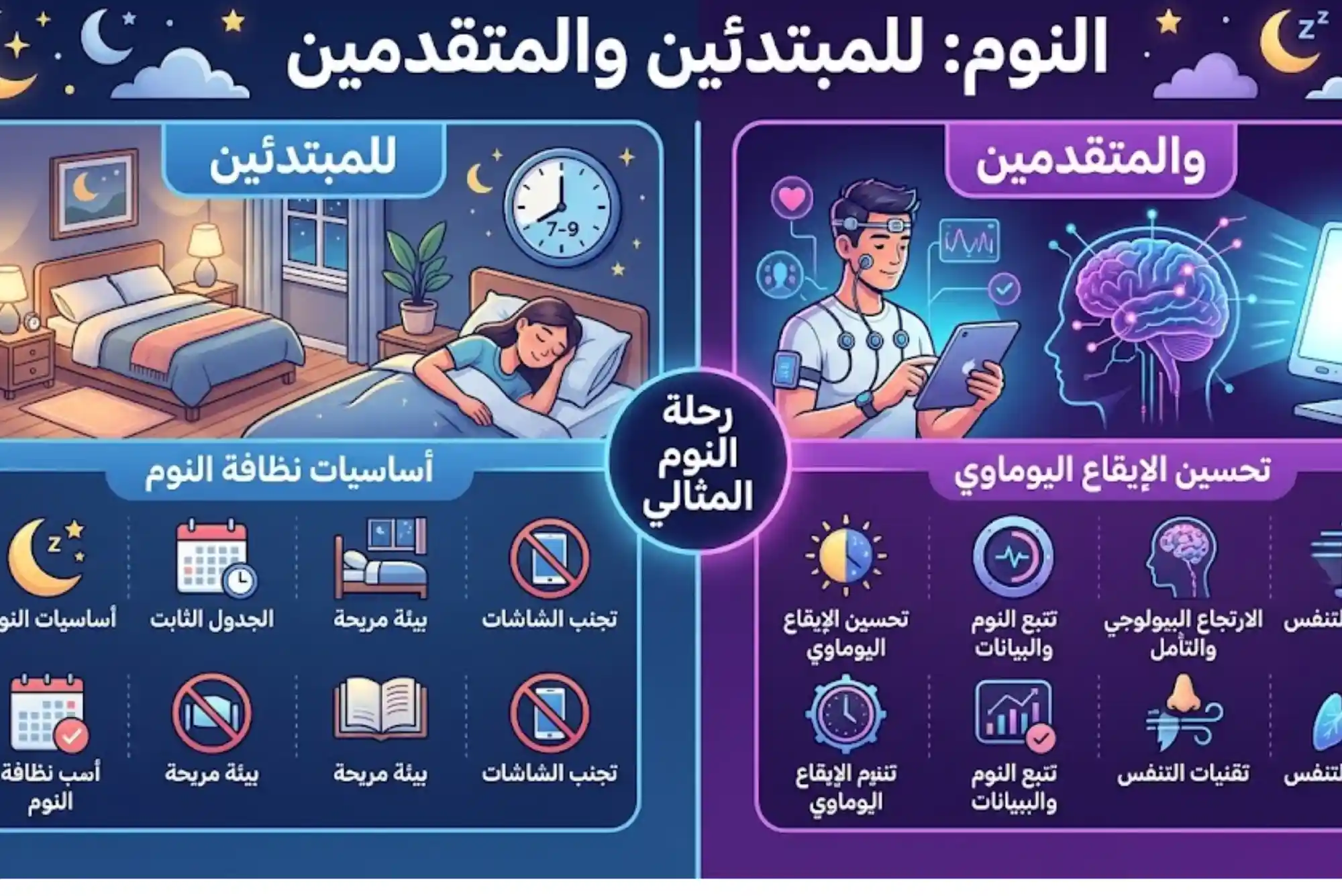 النوم للمبتدئين والمتقدمين